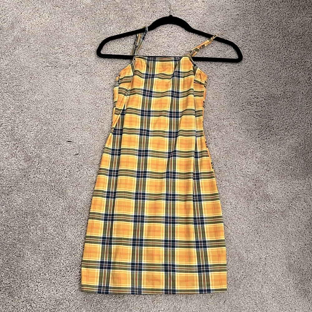Women's Plaid Print Mini Cami Bodycon Dress